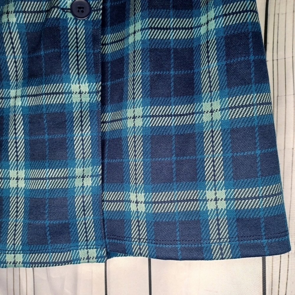 SO blue plaid buttoned faux wrap preppy 90’s Y2K schoolgirl mini skirt NWT - Picture 2 of 15
